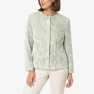 Vintage Casual Corner Green Textured Velvet Jacket Womens Size 8 Button Front